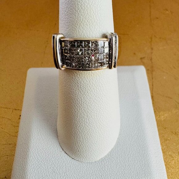 14K Yellow and White Gold Channel Set Band Ring Wedding Anniversary size 7 - Picture 1 of 8